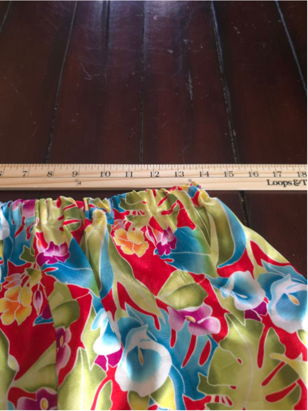 Vintage Miss Fifi Red Green Yellow Satin Floral Pajama Pant and Robe Set Luxe - Picture 7 of 16